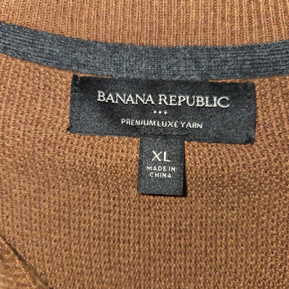 Banana Republic Men Brown Premium Luxe Yarn Quarter Zip Sweater XL Silk Cashmere